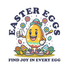 Cute Easter Egg Character – Fun Cartoon Holiday Illustration