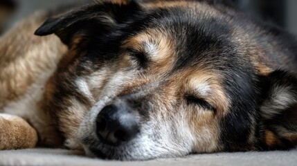 Relaxing Light Brown Dog Peacefully Asleep on Wood Floor, Ideal for Lifestyle Campaigns or Tranquil Projects.