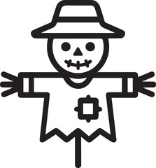 Scarecrow Farm Outline Illustration