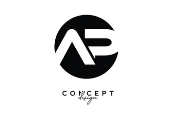 AP Creative Negative Space Circle Monogram Logo Design