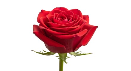 Elegant Red Rose Blossom on White Background, Symbol of Love.