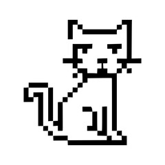 Fototapeta premium Charming pixel art cat illustration, perfect for gaming, design, and digital projects, a modern graphic