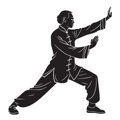 Black wing chun china Silhouette Vector, High Quality Illustration on White Background