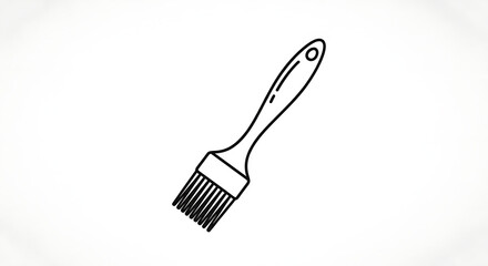 A simple line drawing of a basting brush with a handle and bristles on a white background space ai generated