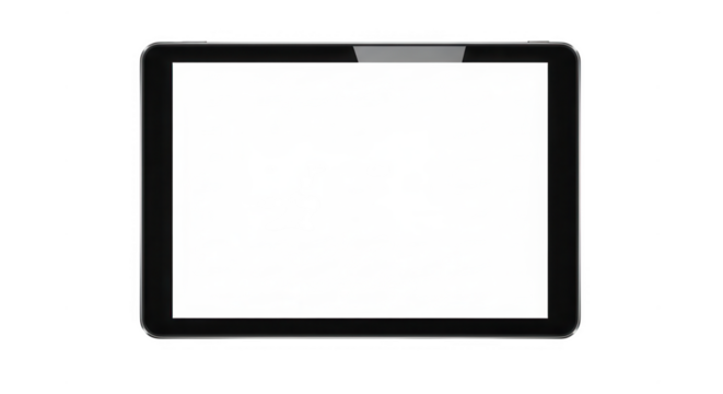Tablet device with blank screen isolated on transparent background