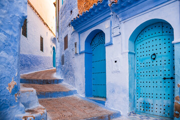 Streets and houses of Chefchaouen, Morocco, the Blue city