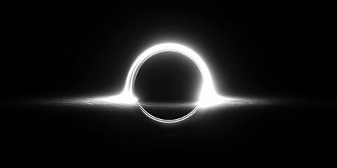 A stark monochrome depiction of a cosmic void a gravitational singularity in deep space with intense lensing and dark matter