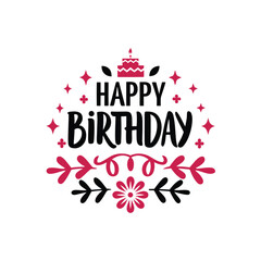 Elegant brush script happy birthday with luxurious gold foil accents