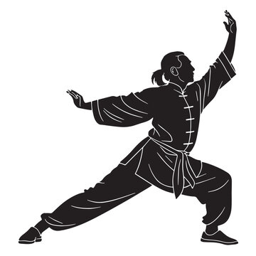 Black xing yi quan china Silhouette Vector, High Quality Illustration on White Background