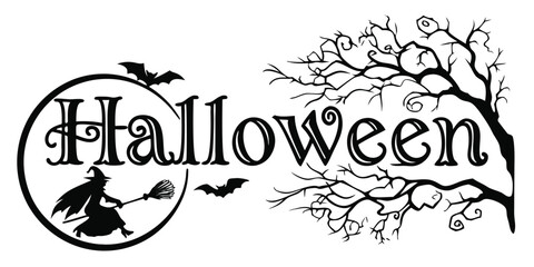 Happy Halloween vector text banner illustration. Happy Halloween design, background graphic. 
Featuring black and orange bats suitable for placing over Halloween cards, social media and poster designs