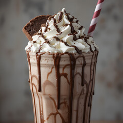 chocolate ice cream with waffle 