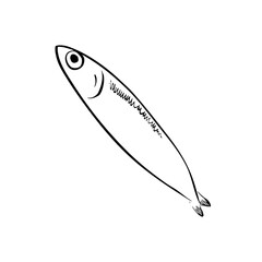 Sardine Line Illustration Transparent mediterranean summer seafood fish sardines svg hand drawn sketch food asset marine dinner restaurant vector vintage ocean doodle whimsical sea summer market