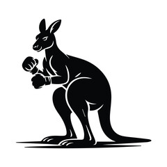 Boxing Kangaroo Vector Silhouette Fierce Animal Ready to Fight Australian Wildlife Icon