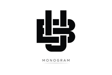 BU Creative Latter Logo. Monogram Logo Design.  Modern Minimal Initials Sing Symbol .