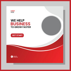 Vibrant Business Growth Advertisement Featuring Dynamic Red Accents and Modern Layout for Enhanced Visual Appeal and Engagement social media post design