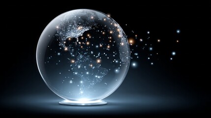 A clear globe with a bright light shining through it