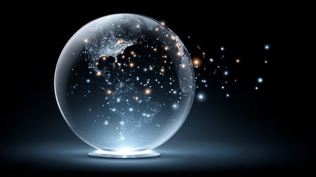 A clear globe with a bright light shining through it