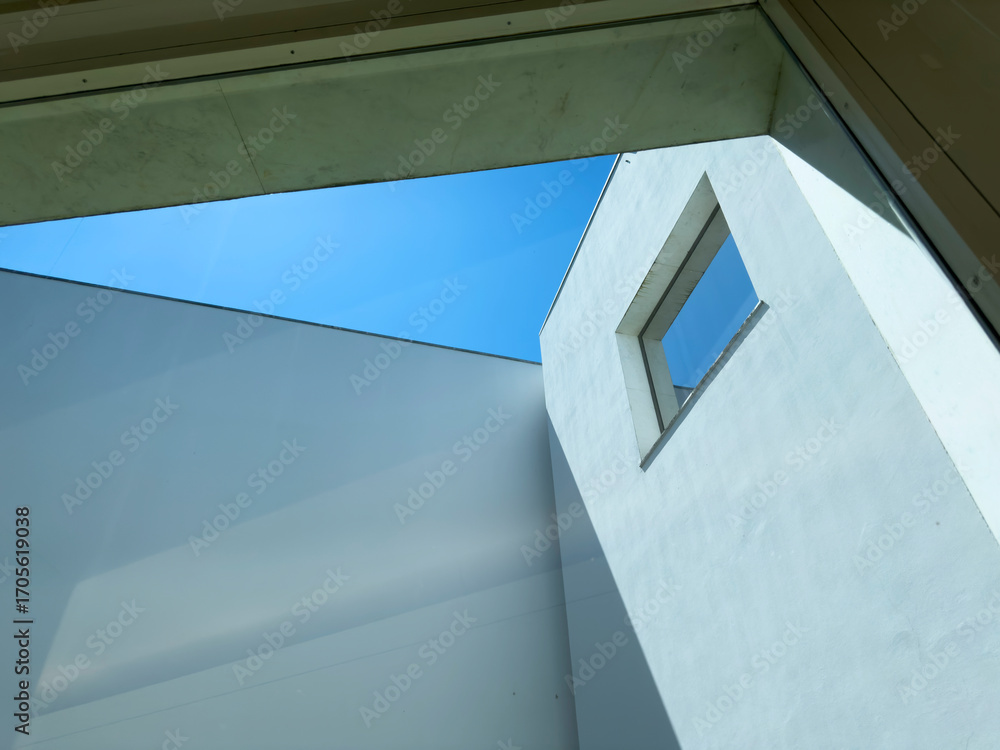 Poster geometry in modern architecture. building design with structure, facades, window, line and shadow