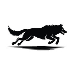 Dynamic Wolf Silhouette with Run Wild Text Expressing Freedom and Untamed Spirit