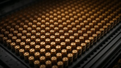 Fototapeta premium Ammunition production ready for distribution, perfect for law enforcement or military concepts