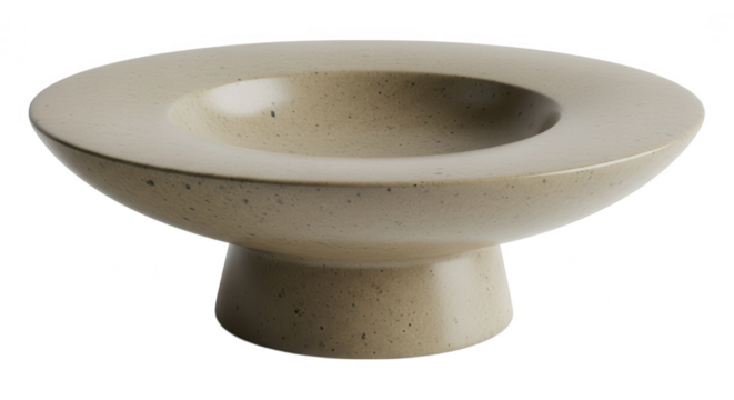 Concrete pedestal bowl with central depression isolated on transparent background