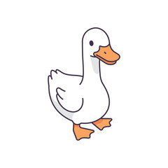 cute cartoon goose walking cheerfully isolated on white perfect for childrens book illustration and animal themed designs fun and whimsical