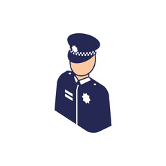 Police officer in uniform standing at attention embodying law enforcement security and public safety for news or government website.