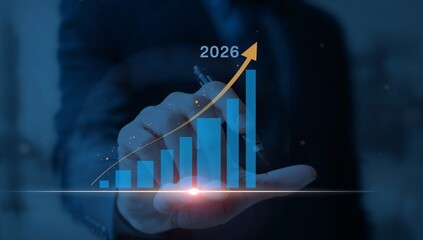Visualize your 2026 business growth strategy with this dynamic progress chart and optimistic upward trend