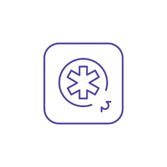 telehealth service icon featuring the star of life symbol on a rounded square representing medical assistance and virtual healthcare solutions online 247 availability