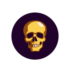 Obraz premium vector illustration Yellow skull illustration on a purple background Halloween theme
