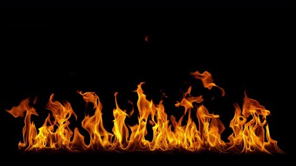 Super Slow Motion Shot of Fire Flames Isolated on Black Background at 1000fps.