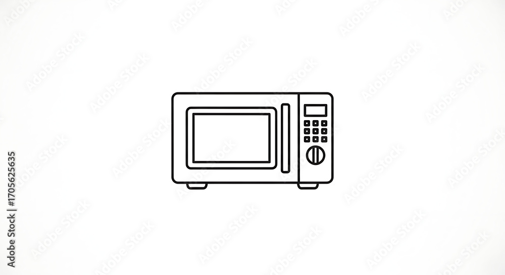 Poster isolated outline drawing of a microwave oven with a keypad and a door on a white background ai gener