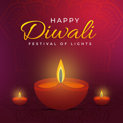 Happy diwali decorative diya Post