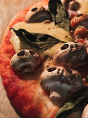Halloween pizza with mushroom skulls baked in the oven High quality photo