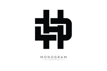 DH Creative Latter Logo. Monogram Logo Design.  Modern Minimal Initials Sing Symbol .