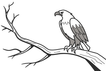 Lone Bird on a Hill: A Serene Nature Vector Illustration