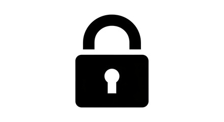 A simple black padlock icon with a keyhole centered on a white background in a minimalist style ai generated