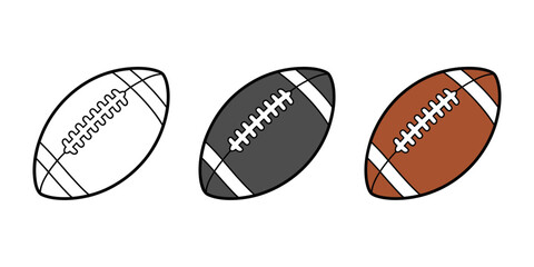 Set of Rugby and American Football Balls Illustration
