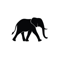 Elephant Silhouette Walking Trunk Forward
