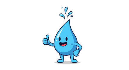 A cheerful cartoon water droplet giving a thumbs up with splashes.