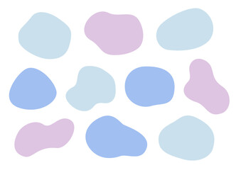 パステルカラーのやわらかい形のフレームイラストセット（寒色・青・水色・紫）