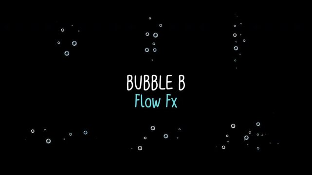 Bubble B flow FX pack, realistic underwater bubble stream animation, smooth flowing air particles, motion graphic aquatic effect, pop click,  transparent background, alpha channel