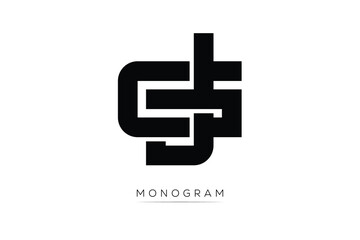 Fototapeta premium GJ Creative Latter Logo. Monogram Logo Design. Modern Minimal Initials Sing Symbol .
