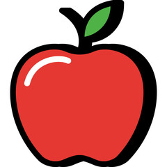 Red Apple with Green Leaf Vector Icon
