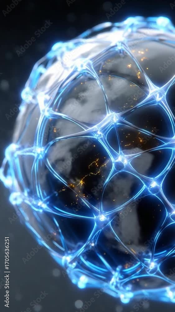 Poster global network connectivity: a mesmerizing representation of our planet, enveloped by a luminous, in