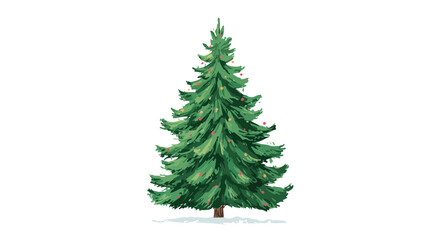 Fototapeta premium Simple Style Vector Christmas Tree Illustration with Outline Design