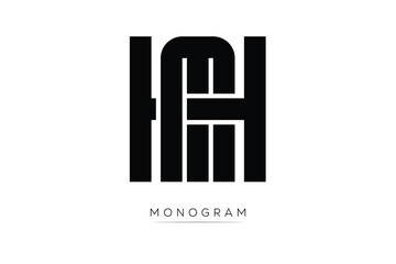 HM Creative Latter Logo. Monogram Logo Design.  Modern Minimal Initials Sing Symbol .