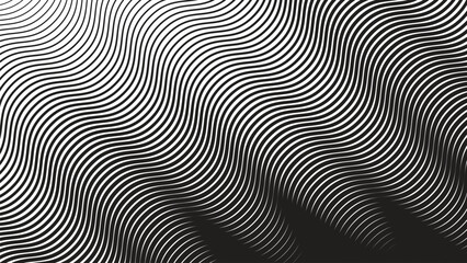 Black and white stripes wavy line abstract background modern minimalist vector design template