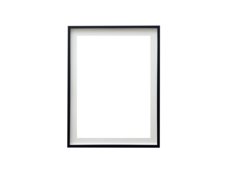Frame with thin black border and passepartout. Rectangular vertical design for poster or art,