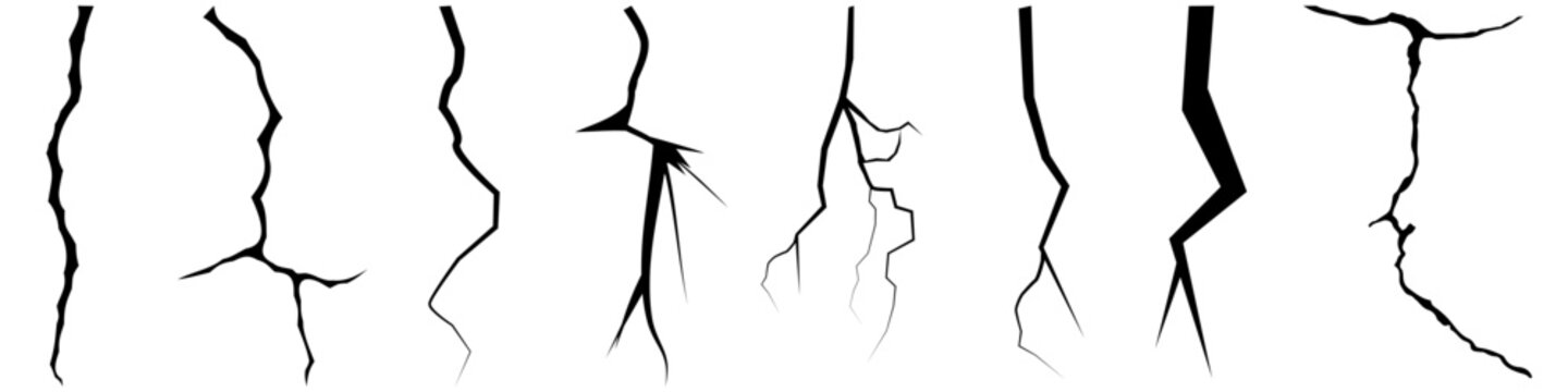 Cracks icon vector set. Dry heartquake illustration sign collection. Fissure symbol. Fracture logo. rift mark.